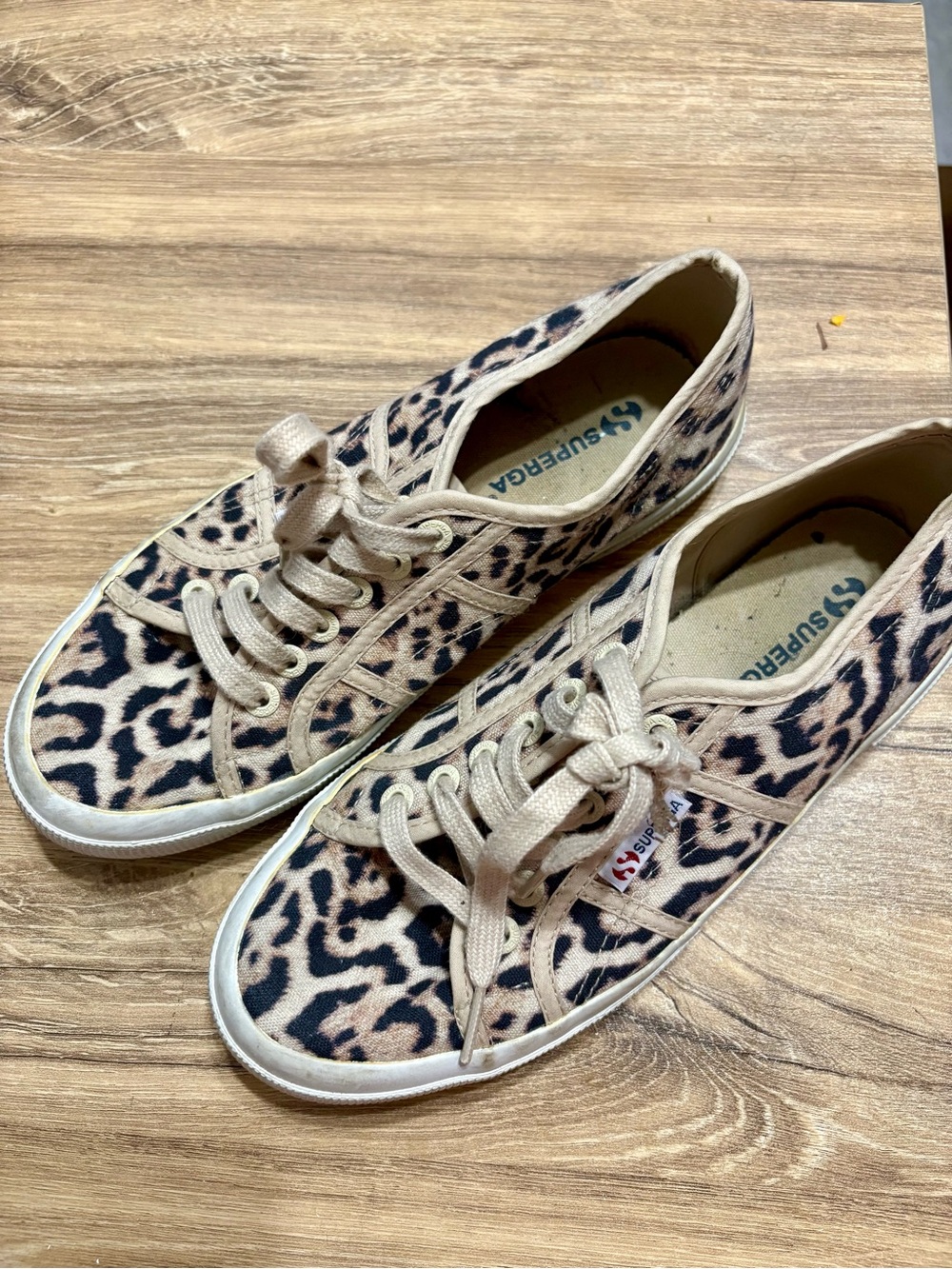 Superga Leopard Print Canvas Low-Top Sneakers - Beige and Black